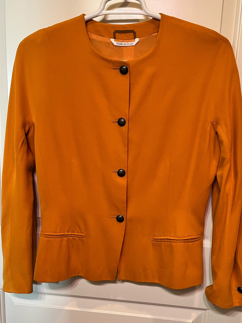 MaxMara Orange Round-Neck Button Blazer